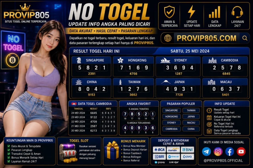 No Togel PROVIP805 Update Info Angka Paling Dicari